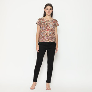 Blouse Wanita - Bhatara Batik Crop Tee 3133A Merah Hitam