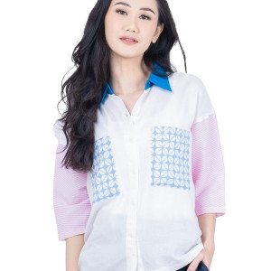 Kemeja Wanita - Bhatara Batik Lane 4496H Putih Biru