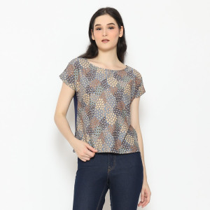 Blouse Wanita - Bhatara Batik Crop tee 5565 Coklat Navy