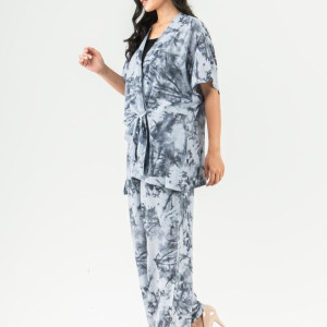 Loungewear Set Wanita - Bhatara Batik Davinia 4499 Abu Hitam