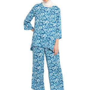 Loungewear Set Wanita - Bhatara Batik Nazra 4501 Biru Putih