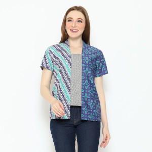 Blouse Wanita - Bhatara Batik Sheisha 5516 Navy Tosca