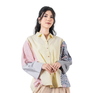 Kemeja Wanita - Bhatara Batik Caroline 5231A Kuning Pink