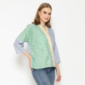 Blouse Wanita - Bhatara Batik Emma 5014C Hijau Abu